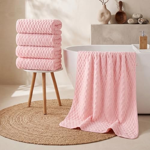 REDKISS 4 Pack Pink Bath Towels - Image 4