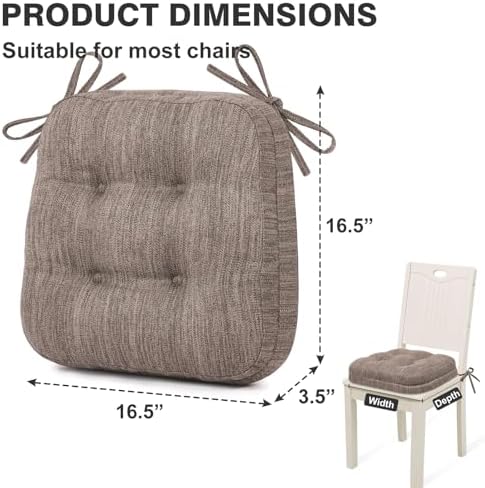 Shinnwa Kitchen Chair Cushions Set of 4, Dual-Layer Memory Foam Dining Chair - Image 6