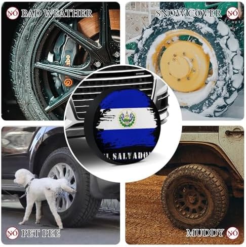 Generic Vintage El Salvador Flag Tire Covers, Dust-Proof Weatherproof Wheel - Image 4