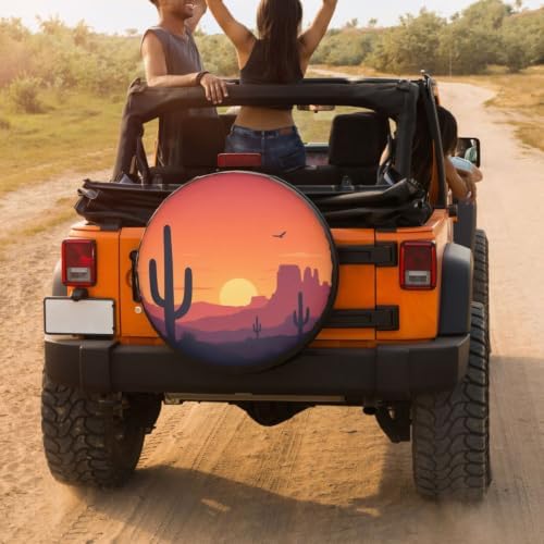 Desert Sunset Cactus Spare Tire Cover Dust-Proof Wheel Tire Cover Fit Trailer - Image 4