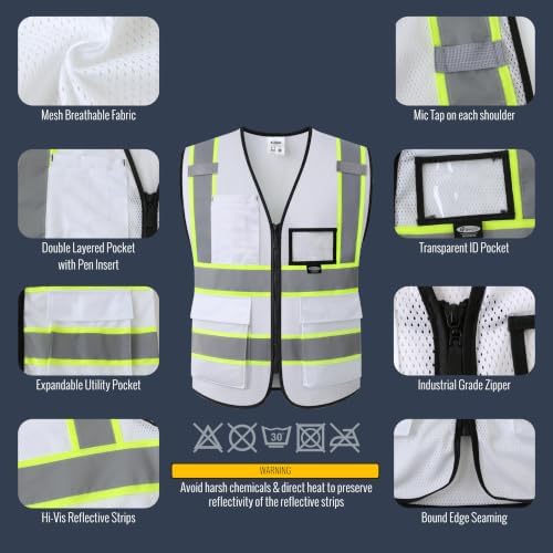 JKSafety Safety Vest for men women Hi Vis Vest - Image 2
