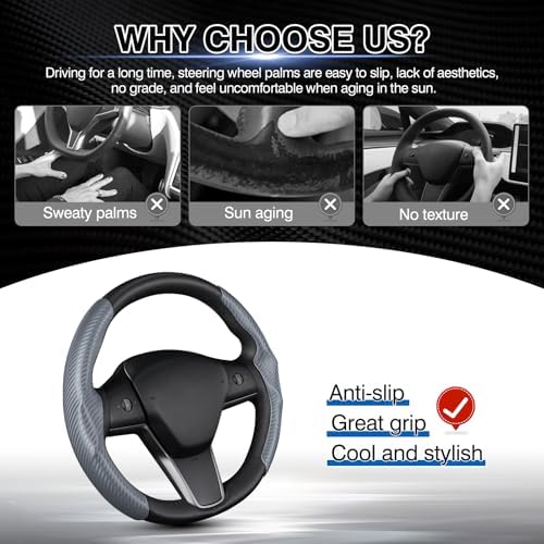 Canvcle Steering Wheel Cover for Tesla Model 3/Y 2016-2025 2026 - Image 3