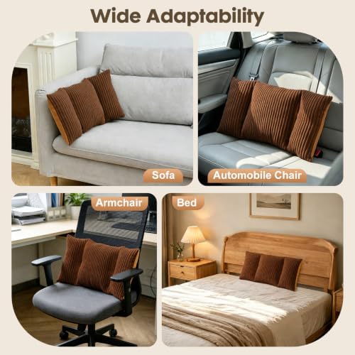 Corduroy Split Lumbar Support Pillow, 24×12×4 Inches Ergonomic 3 Section Back - Image 6