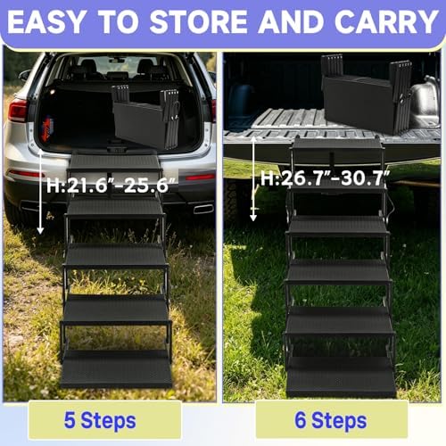 Dog Steps for Car and Truck, 25.6" H Foldable Dog Stairs for Large Dogs - Image 6