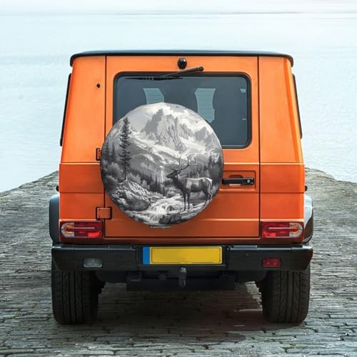 Mountains Lake and Deer Spare Tire Cover Wheel Protectors Weatherproof Deer - Image 6