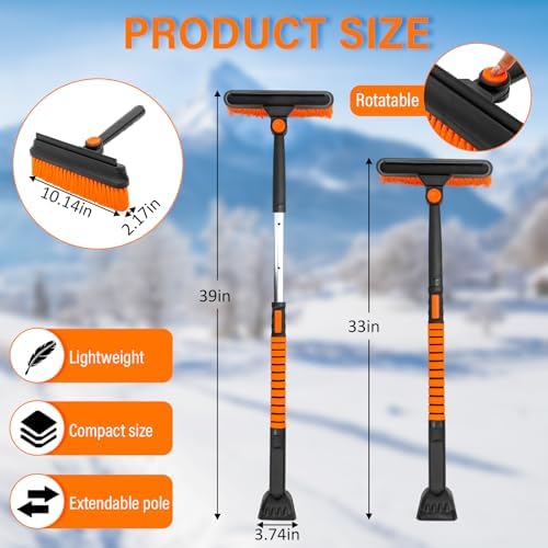 1 Pcs 33" to 39" Extendable Snow Brush and Ice Scraper - Image 2
