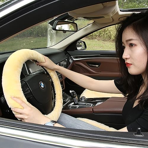 OGLAND Fuzzy Sheepskin Car Steering Wheel Cover - Image 4