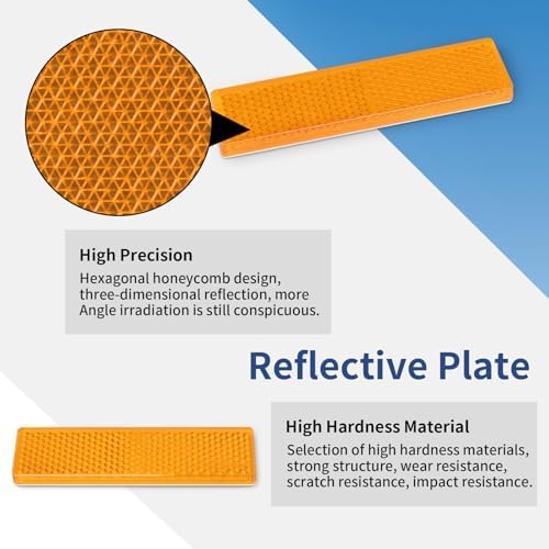 10 Pack Orange Reflectors Self-Adhesive Rectangular, Quick Mount - Image 2