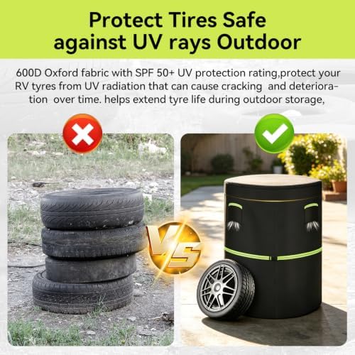 Tire Covers for Storage Set of 4 Tires, 600D Waterproof Oxford Lid Opening - Image 3