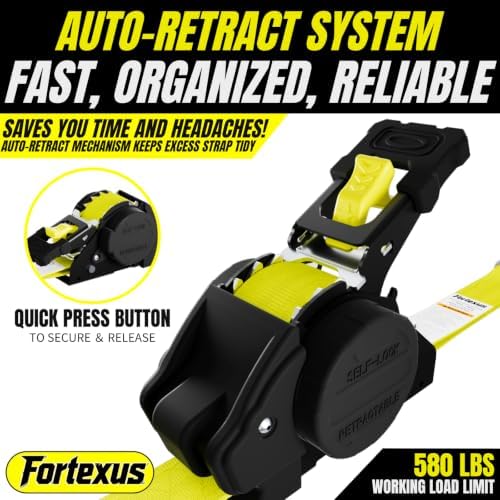 Retractable Ratchet Straps, Motorcycle, Pickup Truck - Image 4