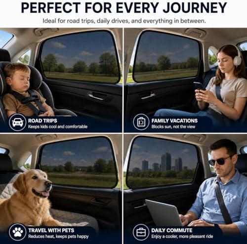 Car Window Shades for 2017-2025 Mazda CX-5 Rear Side Window Mesh Sun Shade - Image 6