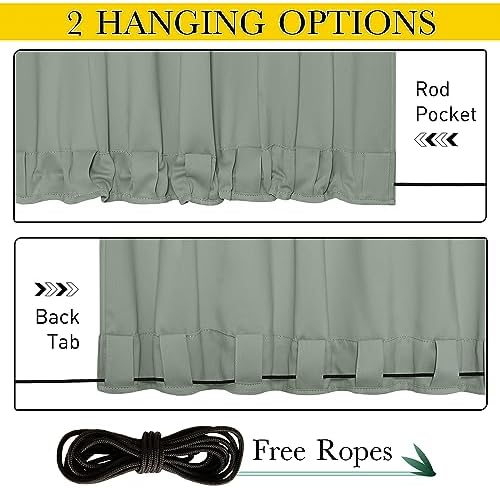 NICETOWN Outdoor Curtains Waterproof Fixed Bottom W52xL95 Sage Green - Image 2