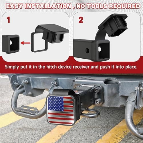 Universal Flag Tow Hitch Covers, Receiver Tube Hitch Plug, American Flag Rubber - Image 5