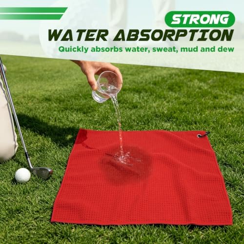 Golf Towel 3 Pack 16" X 16" Microfiber Waffle Pattern Golf Cleaning Towel - Image 5