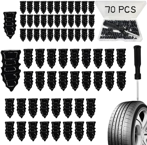Tire Repair Nails 70PCS, Rubber Screw in Tyre Repair Screws Plugs Flat Tire Fix by Onfunlee