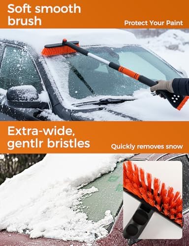 34" Extendable Ice Scrapers for Car Windshield 2-in-1 Snow Brush for Car Snow - Image 2
