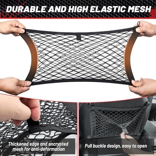 RED WOLF 2 Layer Small Mesh Cargo Net Elastic Storage Netting 2 Pcs Stretchable - Image 2