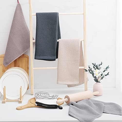 Homaxy 100% Cotton Waffle Weave Kitchen Dish Towels 8-Pack, Dark Grey - Image 6