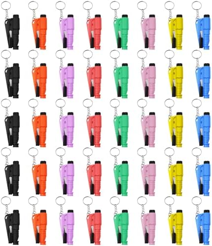 40 Pcs Car Window Breaker Key Chains, 3 in 1 Glass Breaker Seat Belt Cutter by Airsnigi