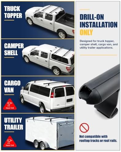 Mountainpeak 60'' Aluminum Camper Shell Truck Cap Roof Ladder Rack - Image 3