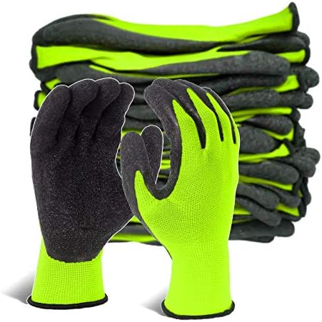 Evridwear Crinkle Latex Rubber Coated Safety Work Gloves by Evridwear