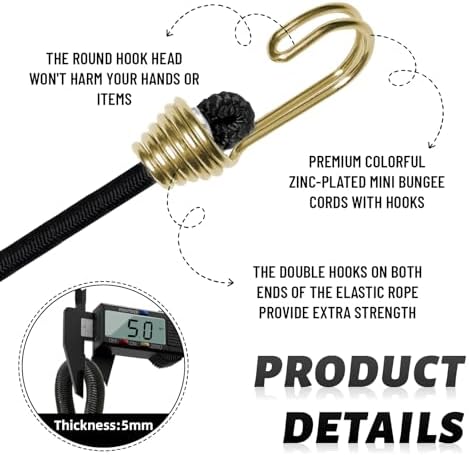 Small Bungee Cords with Hooks 18 Pack - Image 3