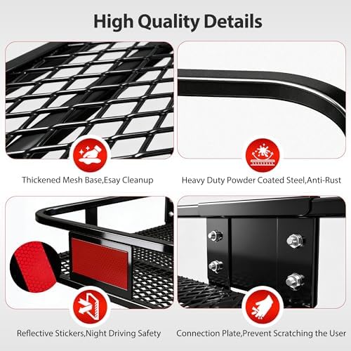 Folding Hitch Cargo Carrier Basket 60" X 20" X 6"+ Waterproof Bag - Image 6