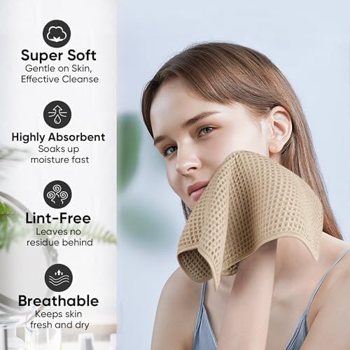 Microfiber Waffle Face Towels, 4 Pieces, Fast Drying, Lint Free 430 GSM - Image 4