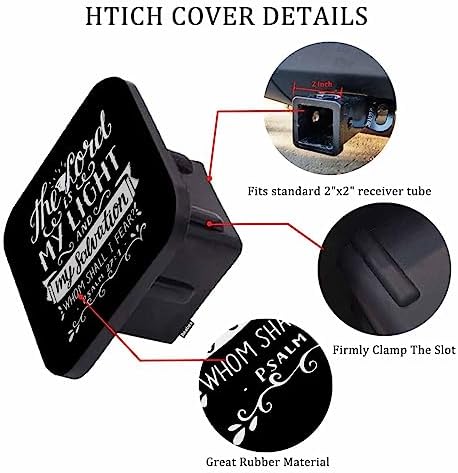 Bible Verse 2" Hitch Cover, Christian Quote Hitch Covers, The Lord is My Light - Image 3