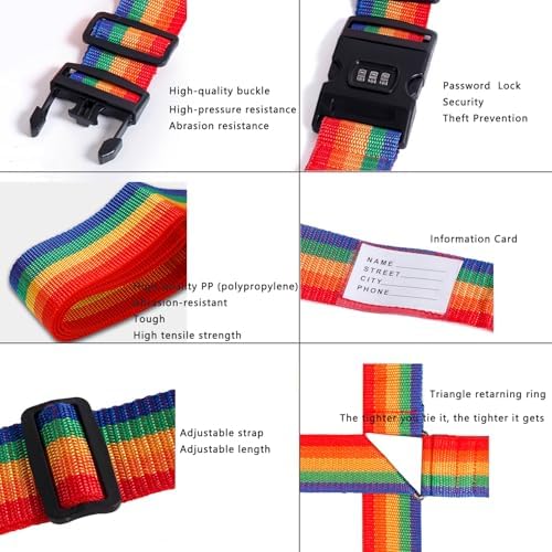 Cross-Strap，Combination Lock Luggage Straps, Adjustable Suitcase Belts - Image 4