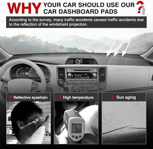 Autorder Dashboard Cover Mat for Toyota Sienna 2011-2014 Accessories Dash Cover - Image 2