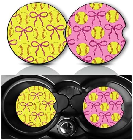 2Pack Softball Car Cup Holder Coaster Neoprene Car Coasters by YGQZYYQ
