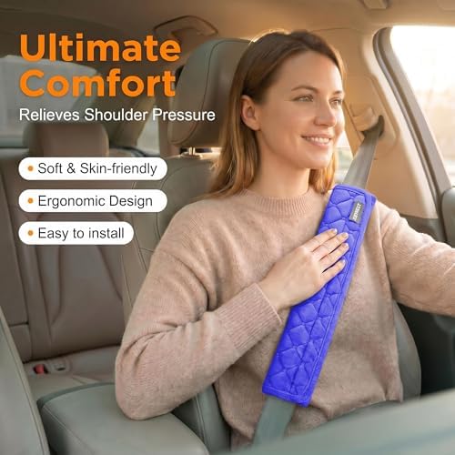 Soft Auto Seat Belt Pads Extra Long 13.7in, Seatbelt Shoulder Cover, 2 Piece Set - Image 2