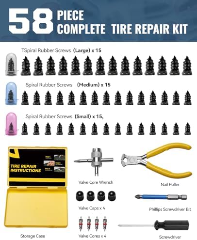 AUTOWN Tire Repair Kit with Tire Plug Screw Type, Heavy Duty Emergency Tool - Image 2