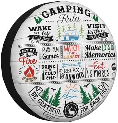 Spare Tire Cover for RV Camper Camping Rules, Weatherproof Universal Wheel by TGKBRMEA