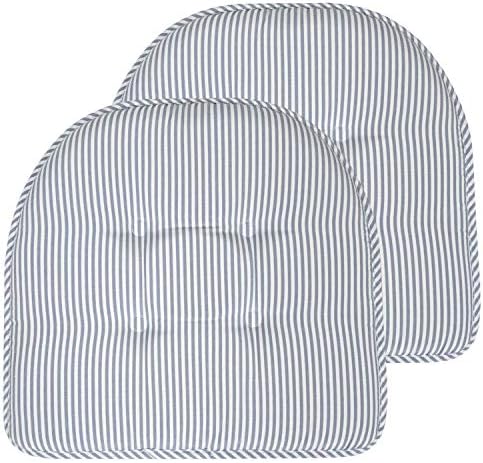 Chair Cushion Memory Foam Pads Tufted Slip Non Skid Rubber Back U-Shaped 17" x by SweetHomeCollection