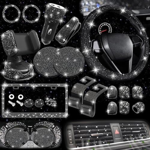 NBTEPEM 27 PCs Black Bling Car Accessories Set by NBTEPEM