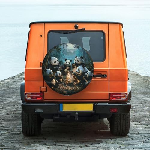 Spare Tire Cover Pandas Sit Around A Campfire Wheel Tire Cover Waterproof Sun - Image 6