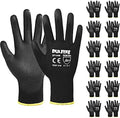 DULFINE Safety Work Gloves for Men 12 Pairs, Ultra-Thin PU Coated Black S by DULFINE