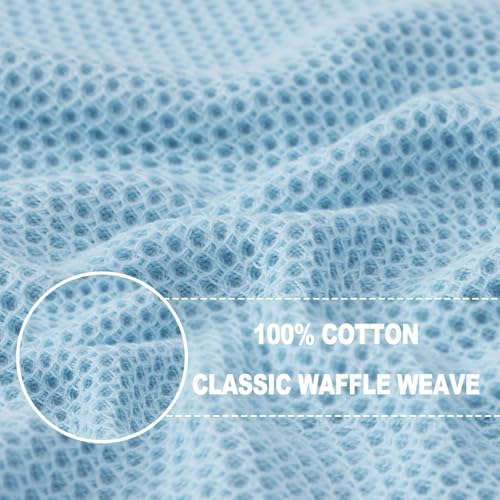 Homaxy 100% Cotton Waffle Weave Kitchen Dish Towels 4-Pack, Sky Blue - Image 2