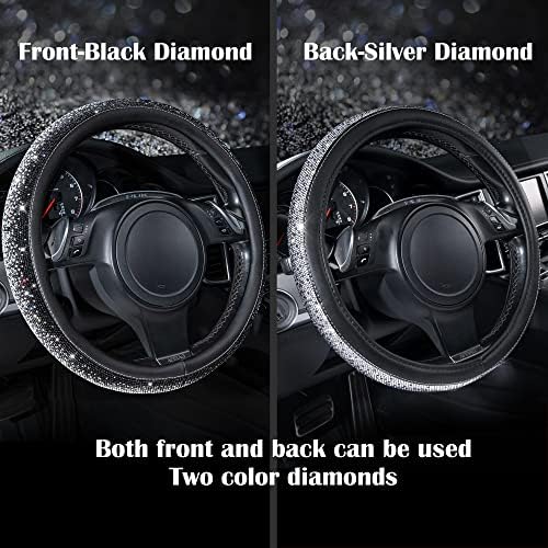 CAR PASS Bling Diamond Leather Steering Wheel Cover, Bling Sparkly Crystal - Image 6