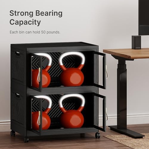 Stackable Storage Bins with Doors & Lids & Wheels - Image 3