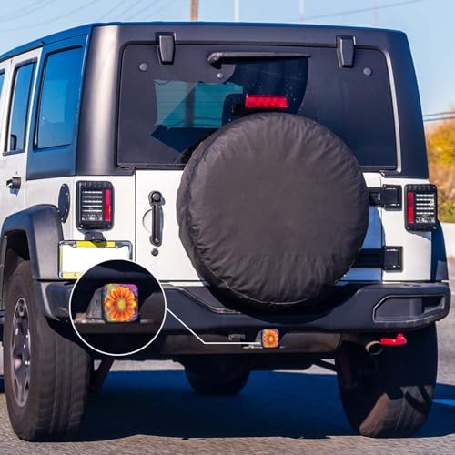 Swono Sunflower Tow Hitch Covers Bright Reflection Wave Colorful Sunflowers - Image 6