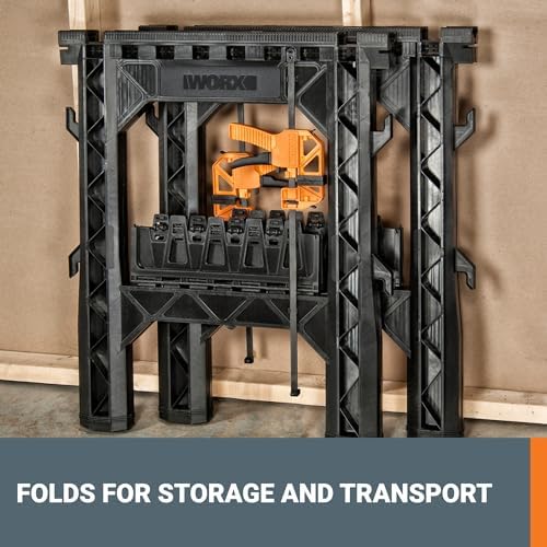 WORX Clamping Sawhorses, 7 Inch Metal Triangle Ruler Included - Image 5