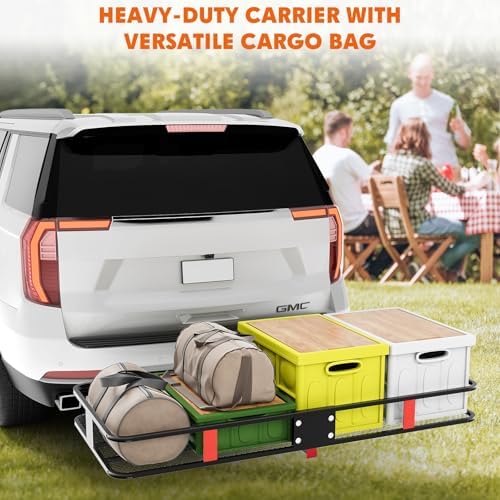 Garvee Folding Hitch Mount Cargo Carrier Basket 60" x 24" x 6"+Waterproof Cargo - Image 4