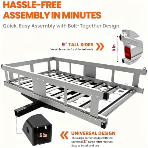 50"x29.5"x9" Aluminum Hitch Cargo Carrier 500lbs Capacity - Image 4