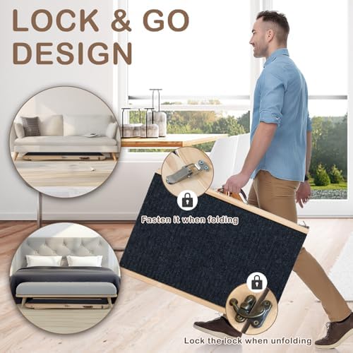 Folding Dog Ramp Safety, Wooden Adjustable Height Pet Ramps, Potable Dog Steps - Image 2