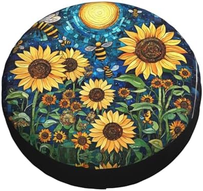 Sunflowers Bees Moon Abstact Spare Tire Cover Wheel Protectors - Image 3