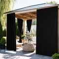 NICETOWN 100% Blackout Linen Outdoor Curtains Windproof 84" L Black 2 PCs by NICETOWN