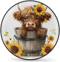 Spare Tire Cover for RV Trailer, Cute Highland Cow Sunflowers Waterproof Sun by cfpolar